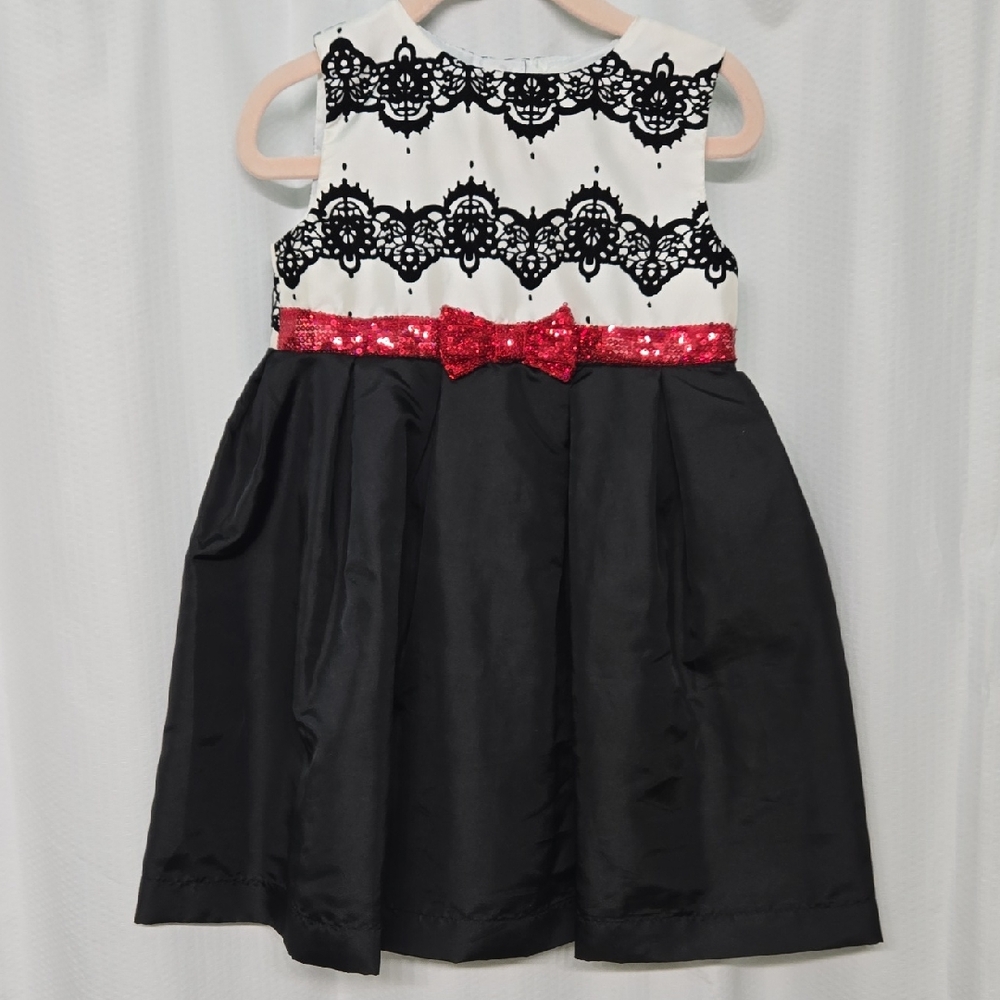 Toddler Girls Dress Black and White Sleeveless A-line